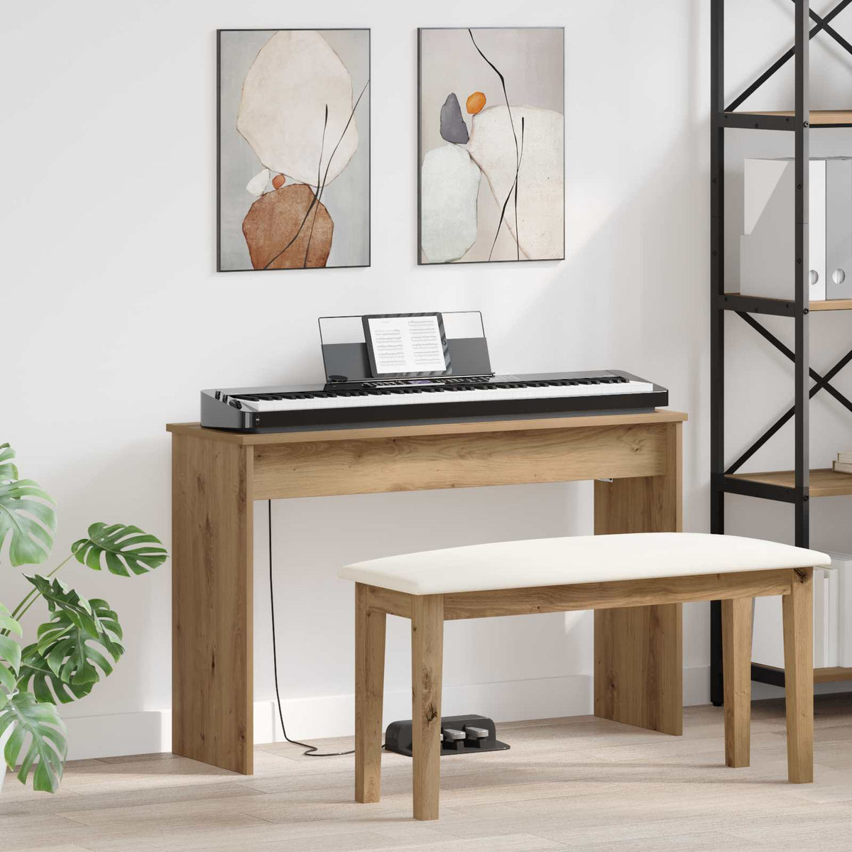 vidaXL Stojak na keyboard Dąb rzemieślniczy 100 x 32 x 64 cm