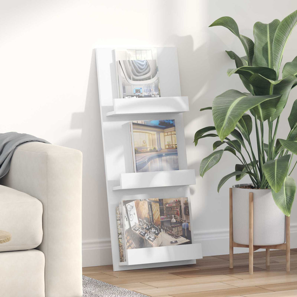 vidaXL Regał na gazety Biały 43 x 11 x 102 cm Materiał drewnopochodny