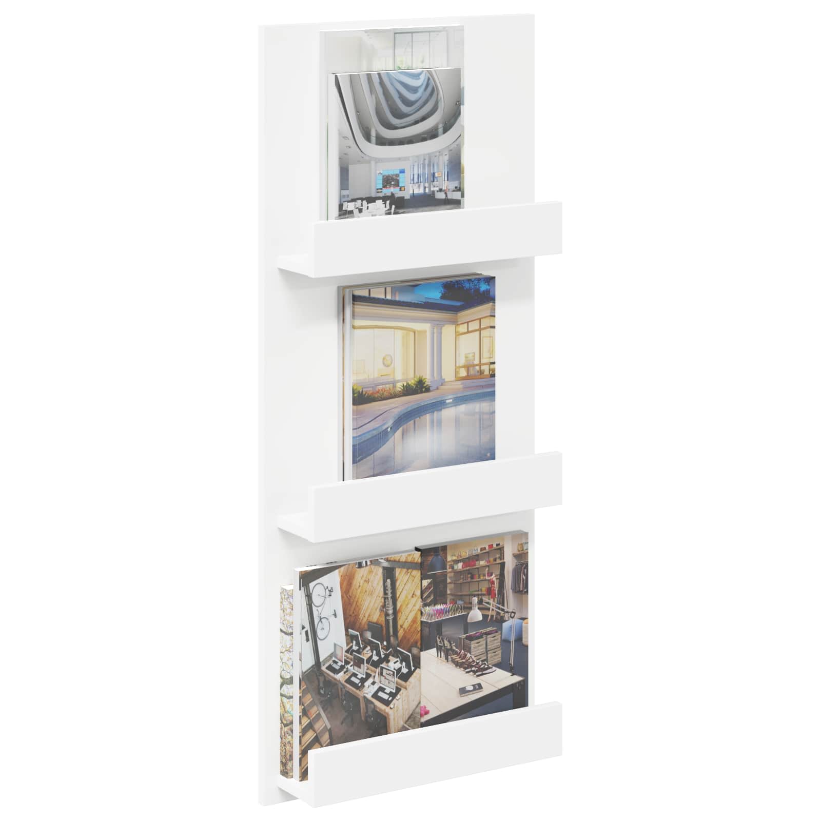 vidaXL Regał na gazety Biały 43 x 11 x 102 cm Materiał drewnopochodny