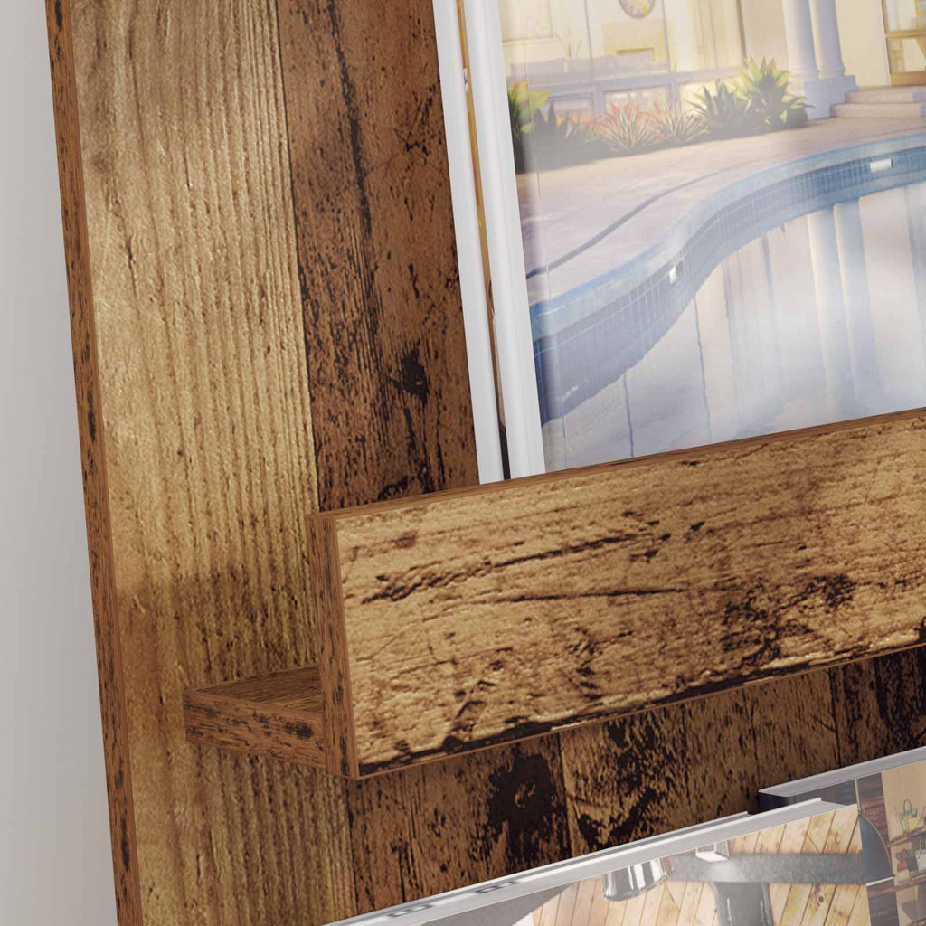 vidaXL Regał na gazety z półką Stare drewno 43 x 11 x 102 cm