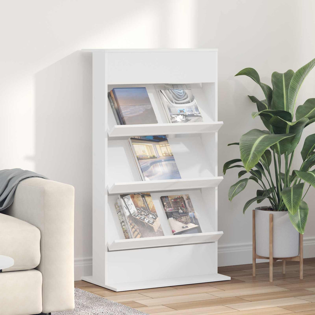vidaXL Regał na gazety Biały 70 x 41 x 126 cm Materiał drewnopochodny