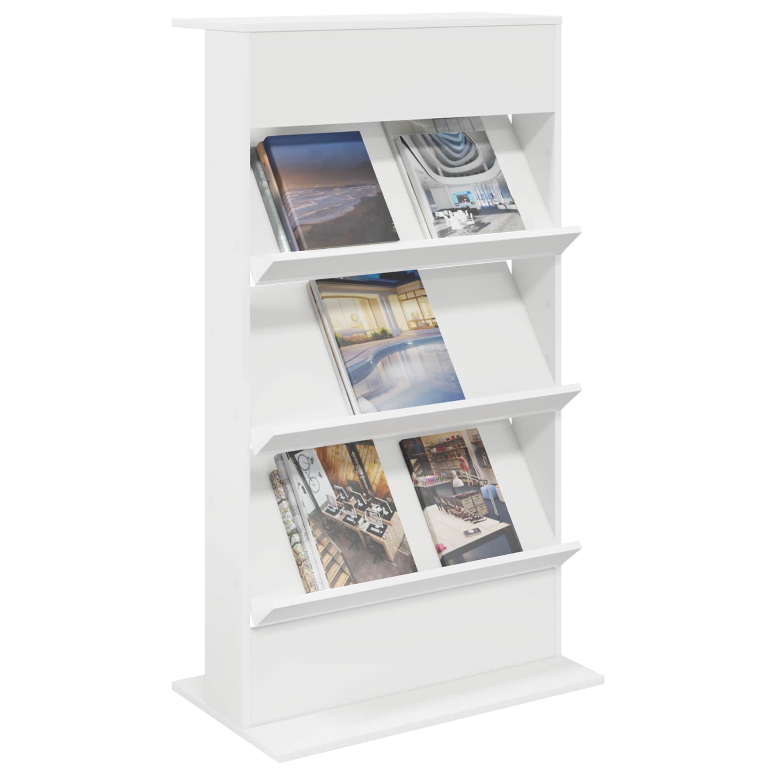 vidaXL Regał na gazety Biały 70 x 41 x 126 cm Drewno inżynieryjne
