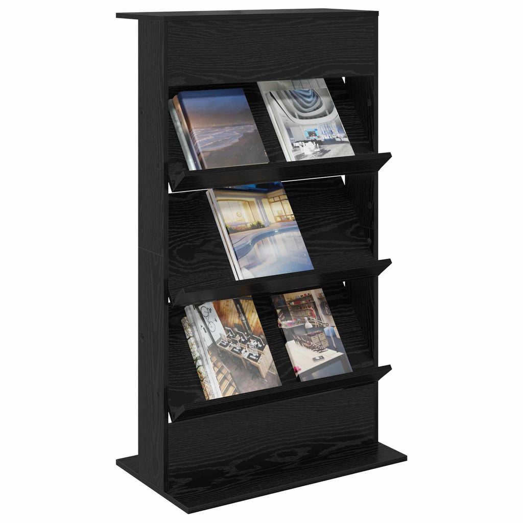 vidaXL Regał na gazety Czarny Dąb 70 x 41 x 126 cm Drewno inżynieryjne