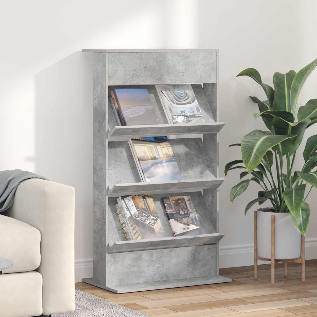 vidaXL Regał na gazety z półką Betonowy szary 70 x 41 x 126 cm