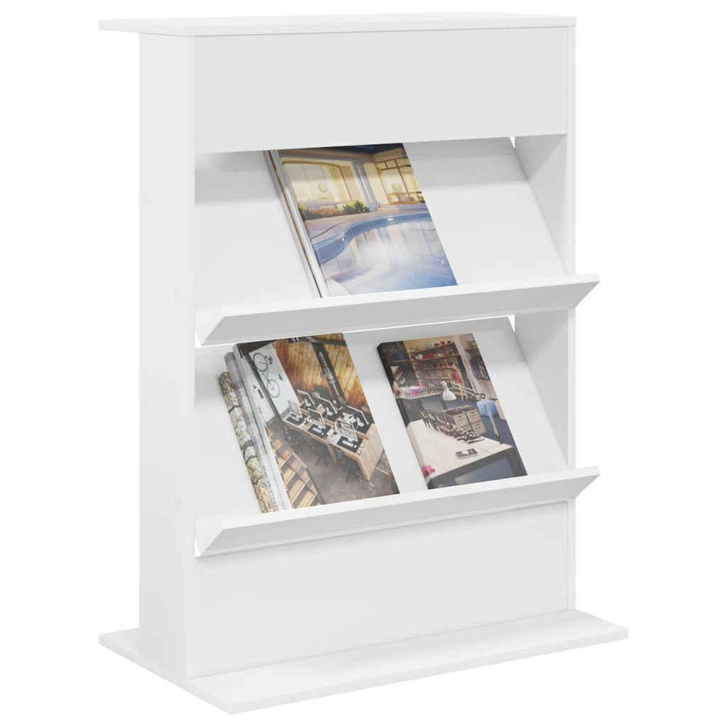 vidaXL Regał na gazety Biały 70 x 41 x 96 cm Materiał drewnopochodny