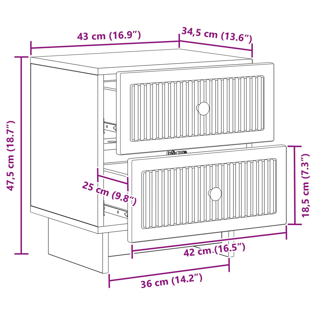 vidaXL Szafka Nocna z szufladą 2 pcs dąb Sonoma 43 x 34,5 x 47,5 cm