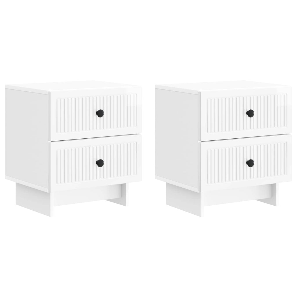 vidaXL Szafka Nocna 2 pcs Biały wysoki połysk 43 x 34,5 x 47,5 cm