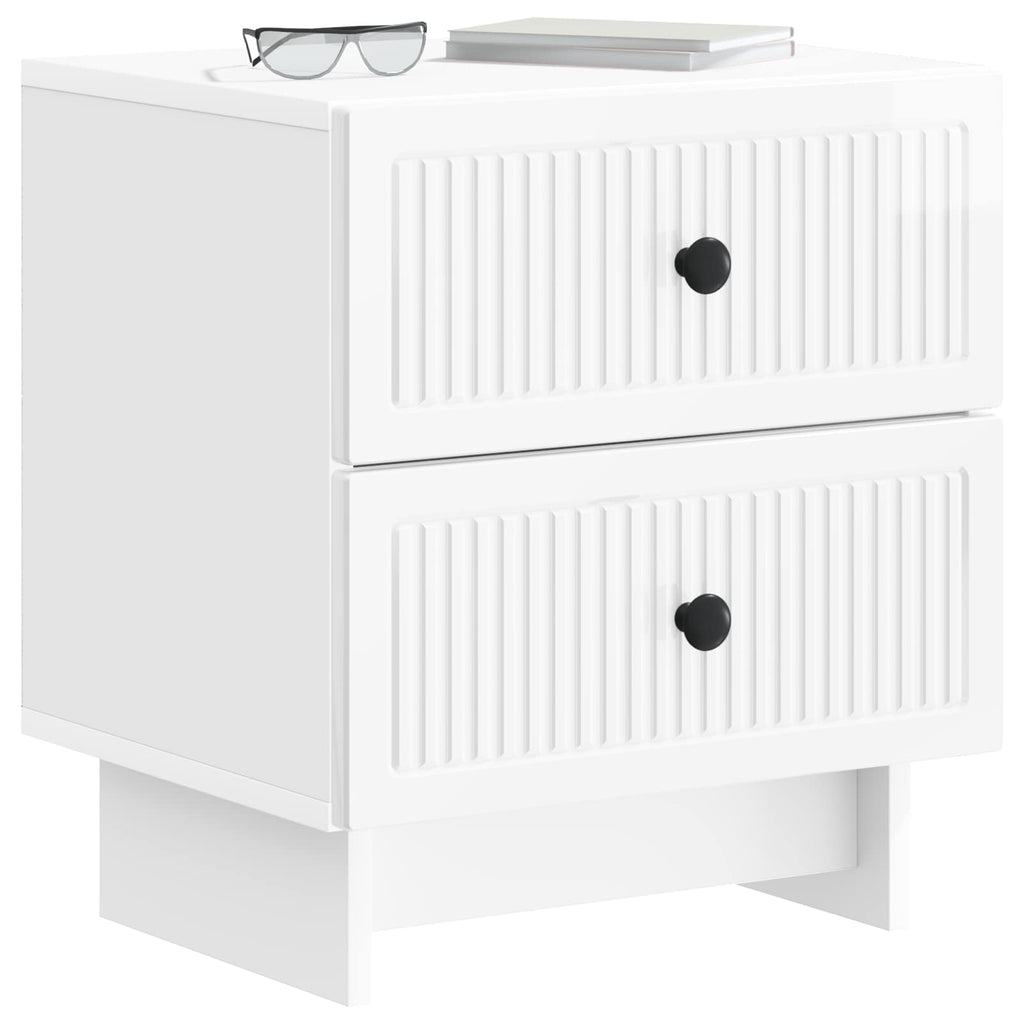 vidaXL Szafka Nocna 2 pcs Biały wysoki połysk 43 x 34,5 x 47,5 cm
