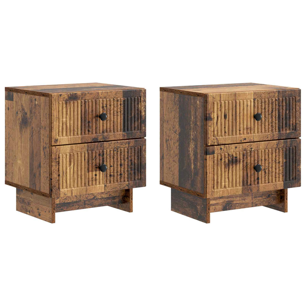 vidaXL Szafka Nocna z szufladą 2 pcs Stare drewno 43 x 34,5 x 47,5 cm