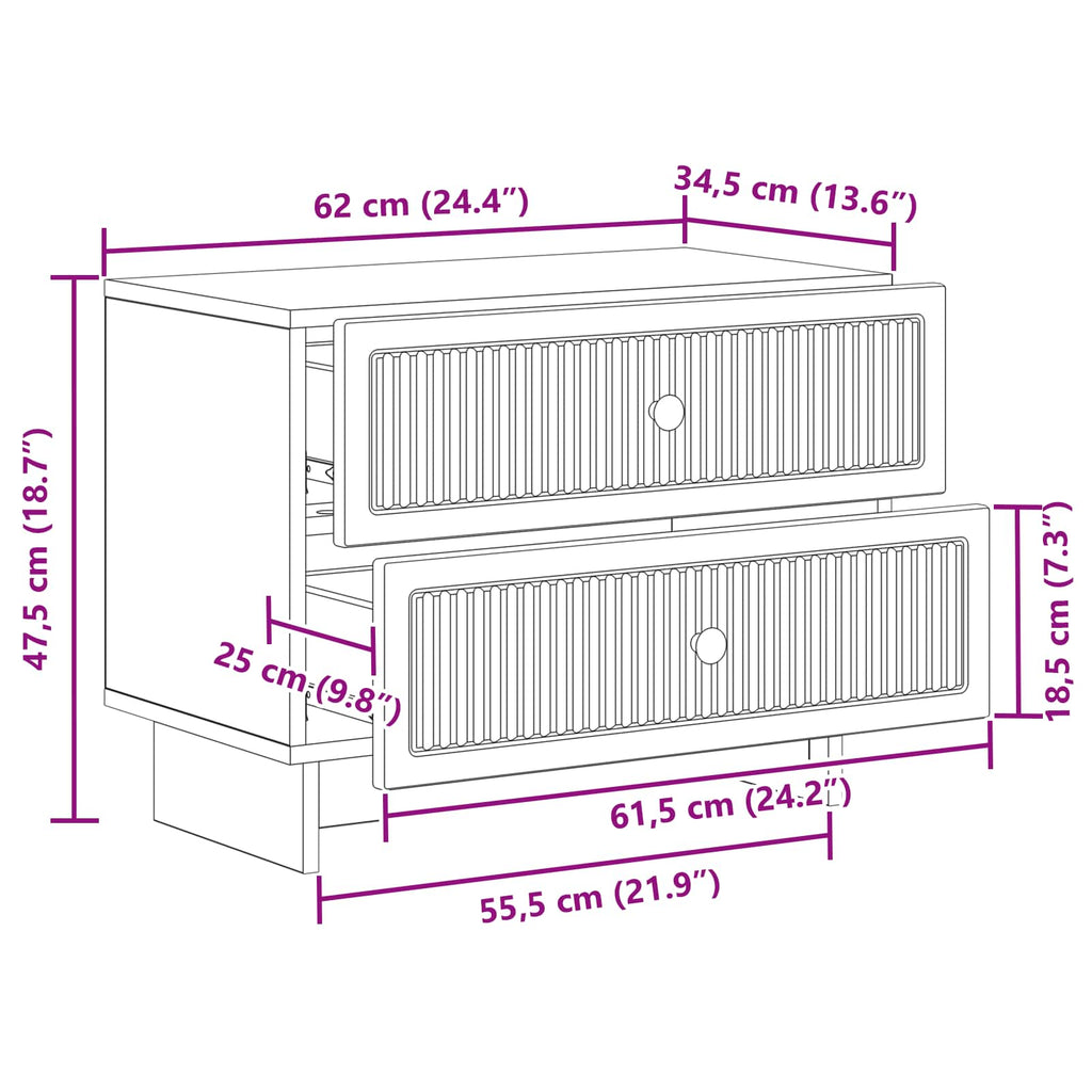 vidaXL Szafka Nocna Czarny 62 x 34,5 x 47,5 cm Drewno inżynieryjne
