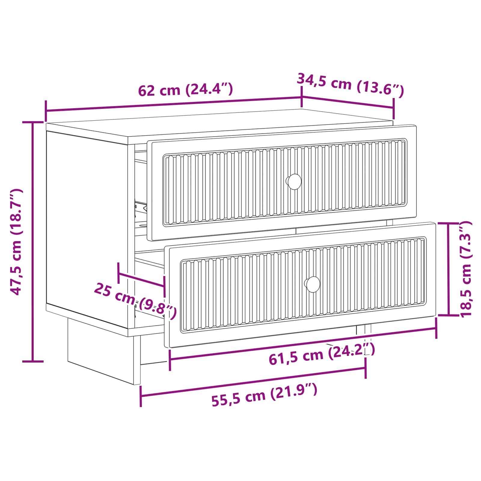 vidaXL Szafka Nocna dąb Sonoma 62 x 34,5 x 47,5 cm Drewno inżynieryjne