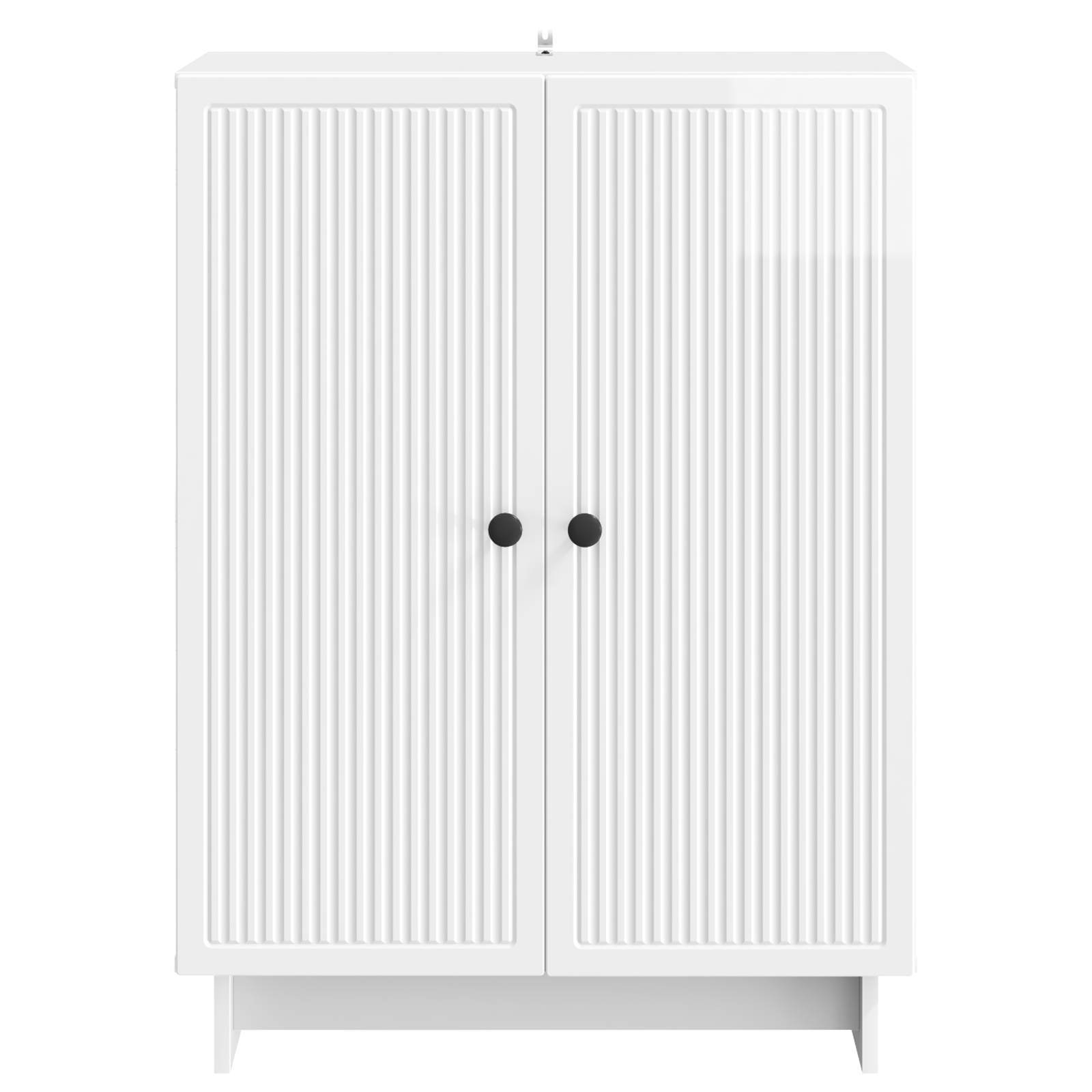 vidaXL Bufet Biały wysoki połysk 66 x 34,5 x 90 cm Drewno inżynieryjne