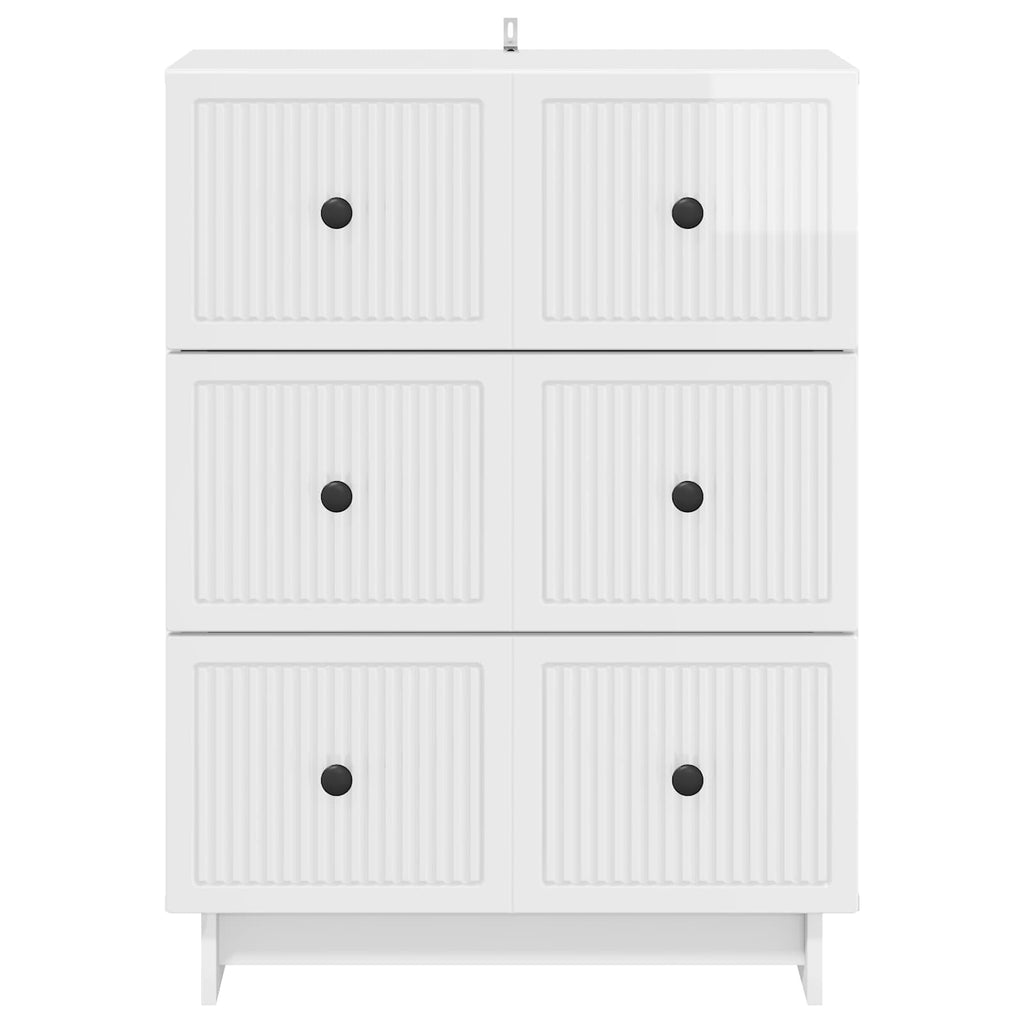 vidaXL Szafka z Szufladami Biały wysoki połysk 66 x 34,5 x 90 cm