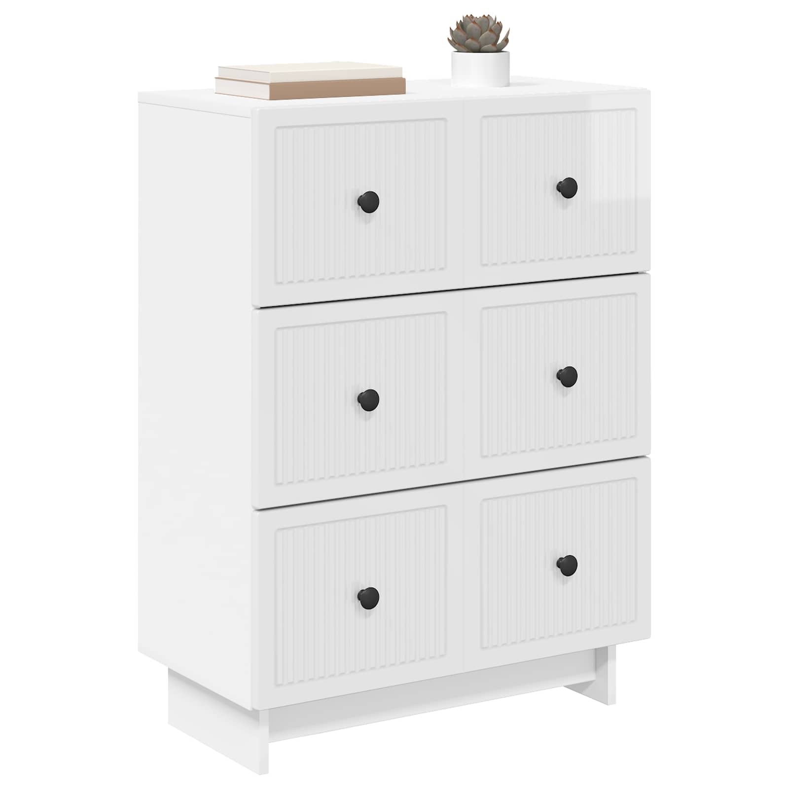 vidaXL Szafka z Szufladami Biały wysoki połysk 66 x 34,5 x 90 cm