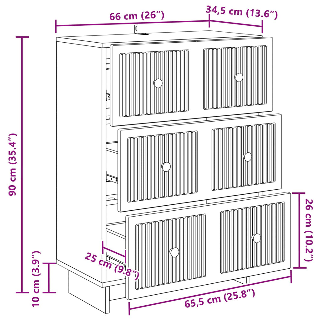 vidaXL Szafka z Szufladami Szary Sonoma 66 x 34,5 x 90 cm