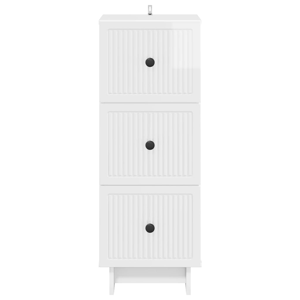 vidaXL Szafka z Szufladami Biały wysoki połysk 33 x 34,5 x 90 cm