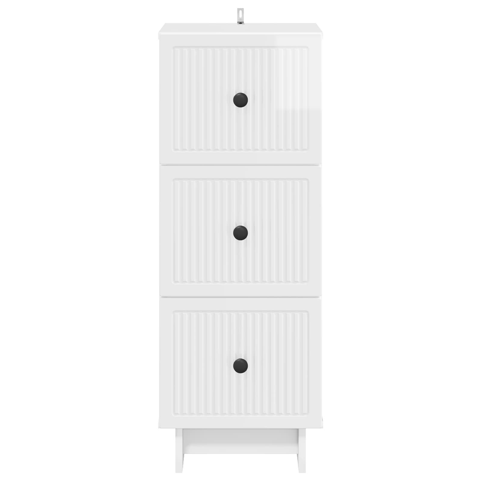 vidaXL Szafka z Szufladami Biały wysoki połysk 33 x 34,5 x 90 cm