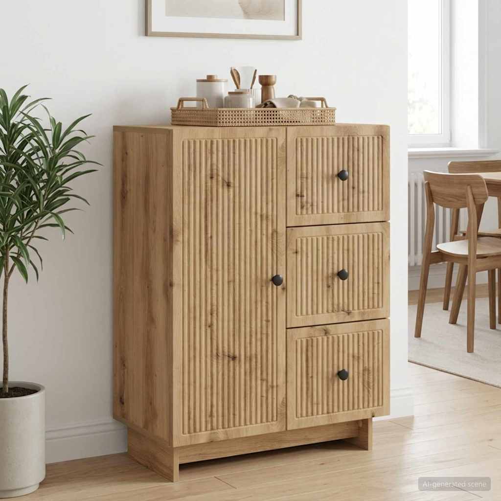 vidaXL Bufet Dąb artisan 66 x 34,5 x 90 cm Drewno inżynieryjne
