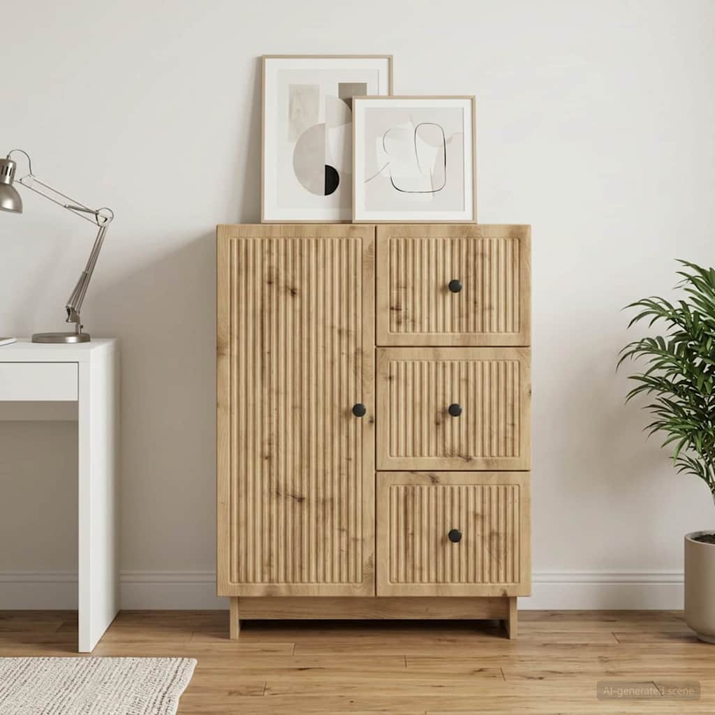 vidaXL Bufet Dąb artisan 66 x 34,5 x 90 cm Drewno inżynieryjne