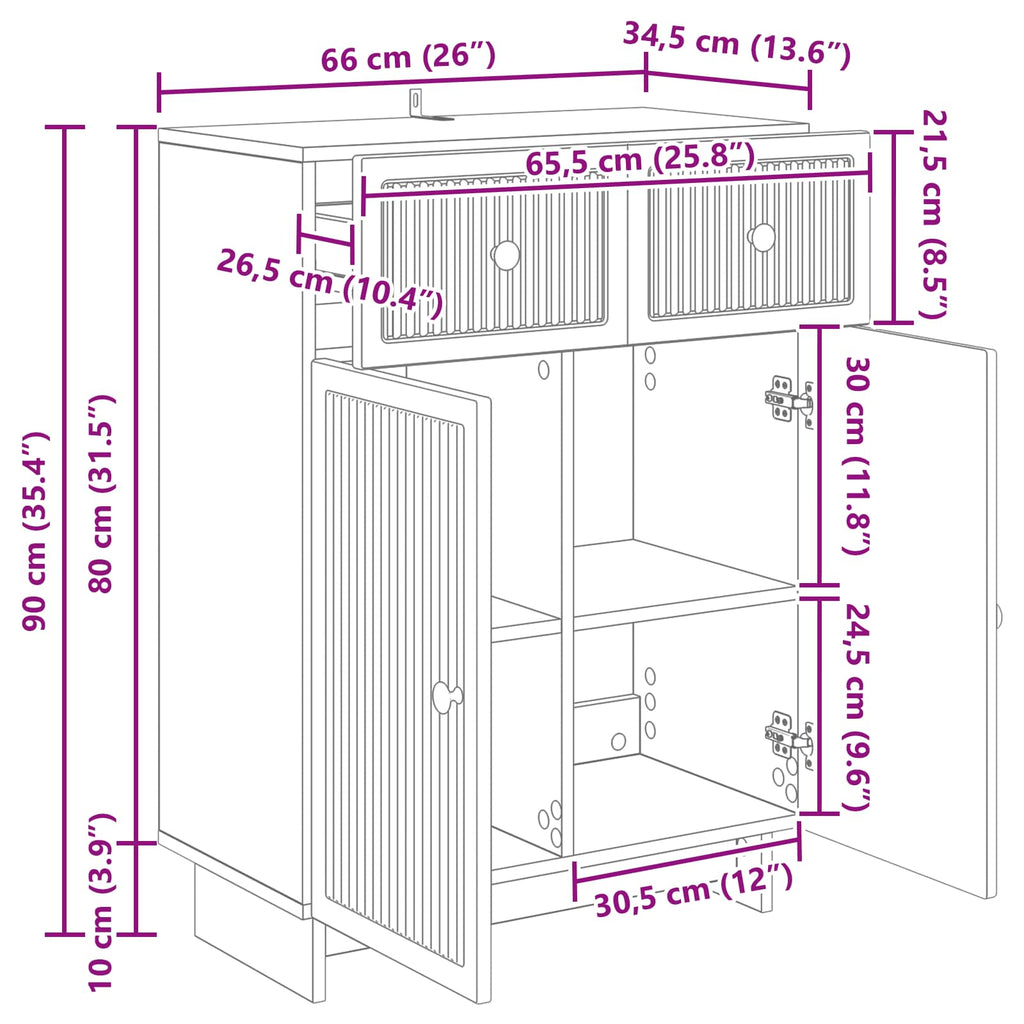 vidaXL Bufet Betonowy szary 66 x 34,5 x 90 cm Drewno inżynieryjne