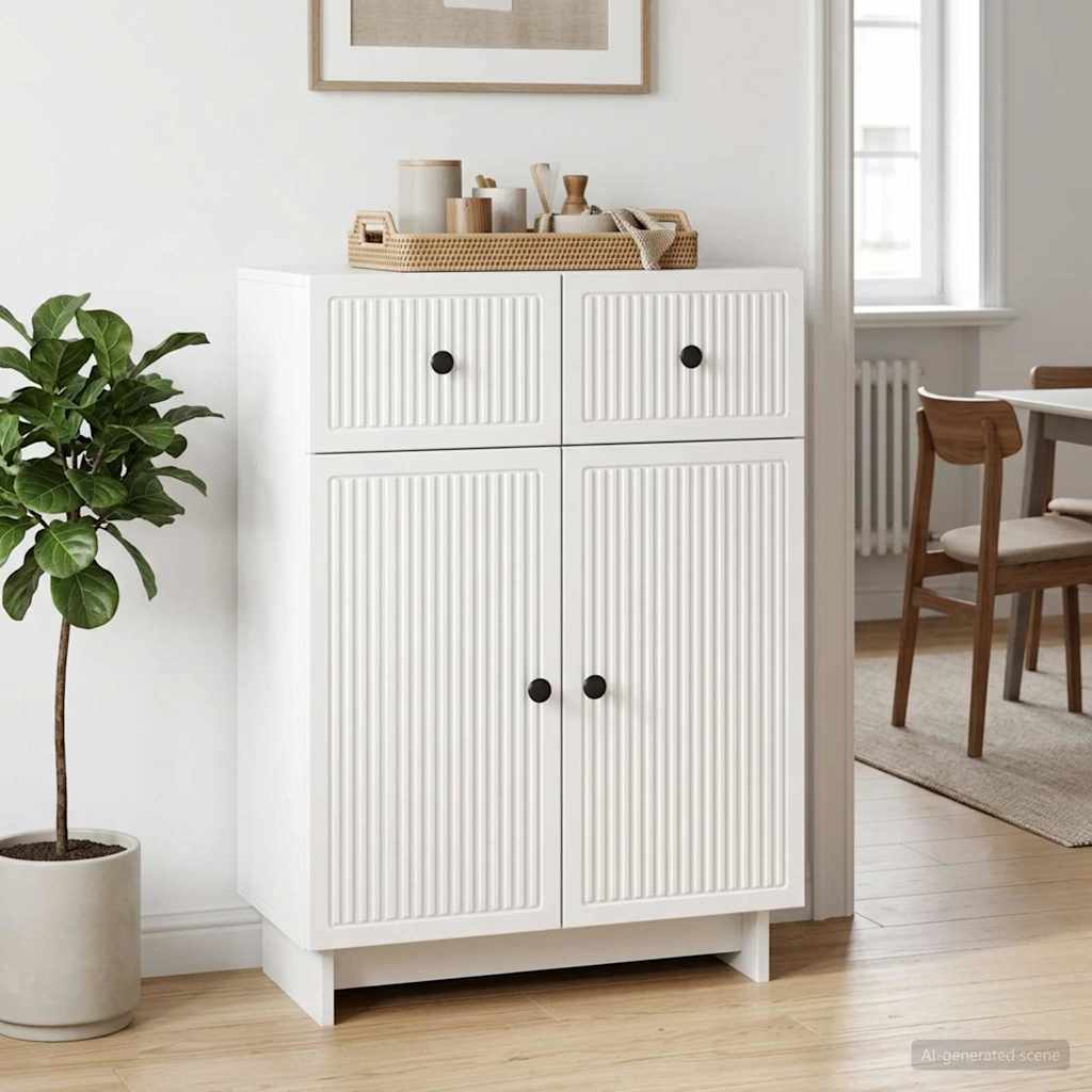 vidaXL Bufet Biały wysoki połysk 66 x 34,5 x 90 cm Drewno inżynieryjne