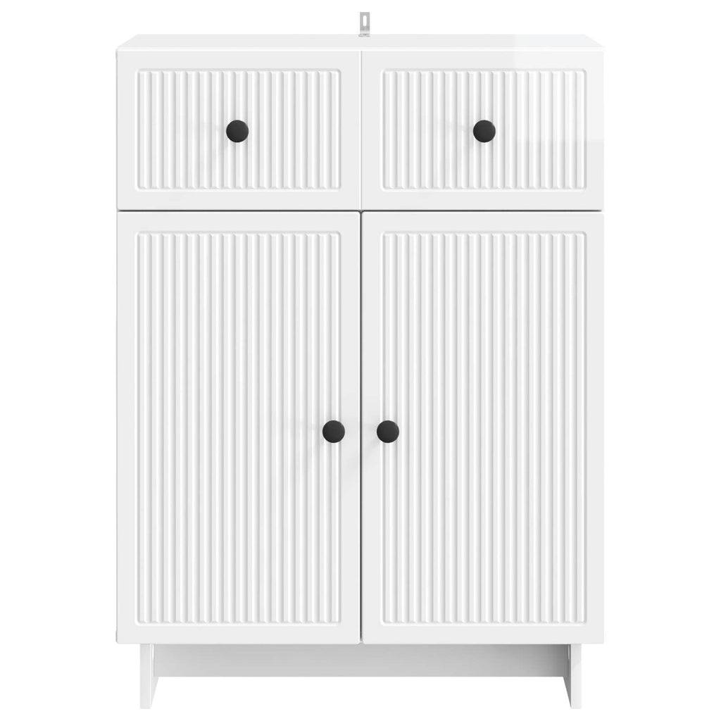 vidaXL Bufet Biały wysoki połysk 66 x 34,5 x 90 cm Drewno inżynieryjne