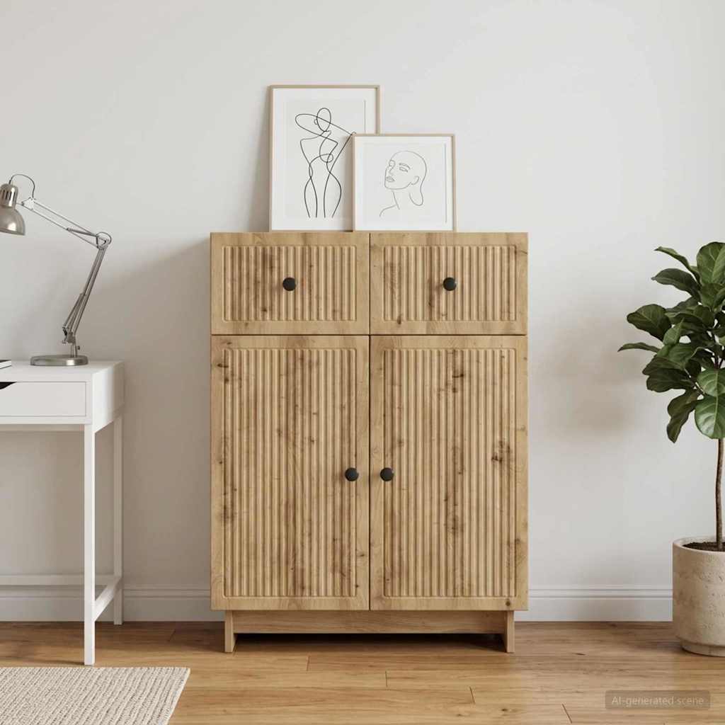 vidaXL Bufet Dąb artisan 66 x 34,5 x 90 cm Drewno inżynieryjne