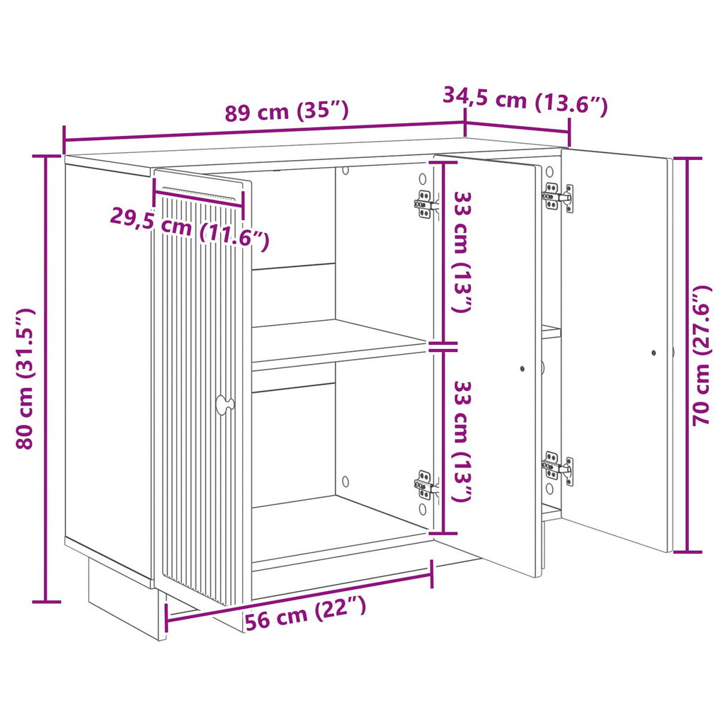 vidaXL Bufet Czarny 89 x 34,5 x 80 cm Drewno inżynieryjne