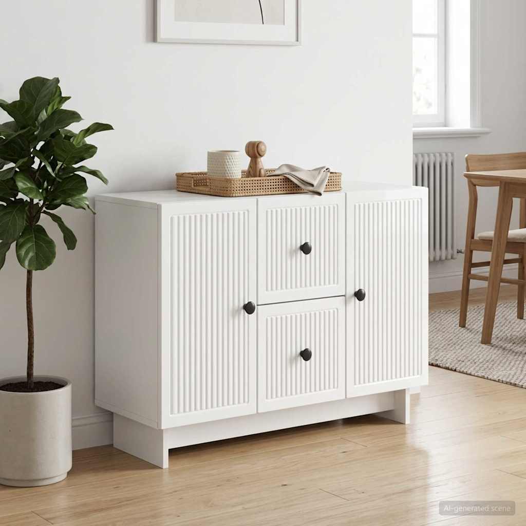 vidaXL Bufet Biały wysoki połysk 89 x 34,5 x 60 cm Drewno inżynieryjne