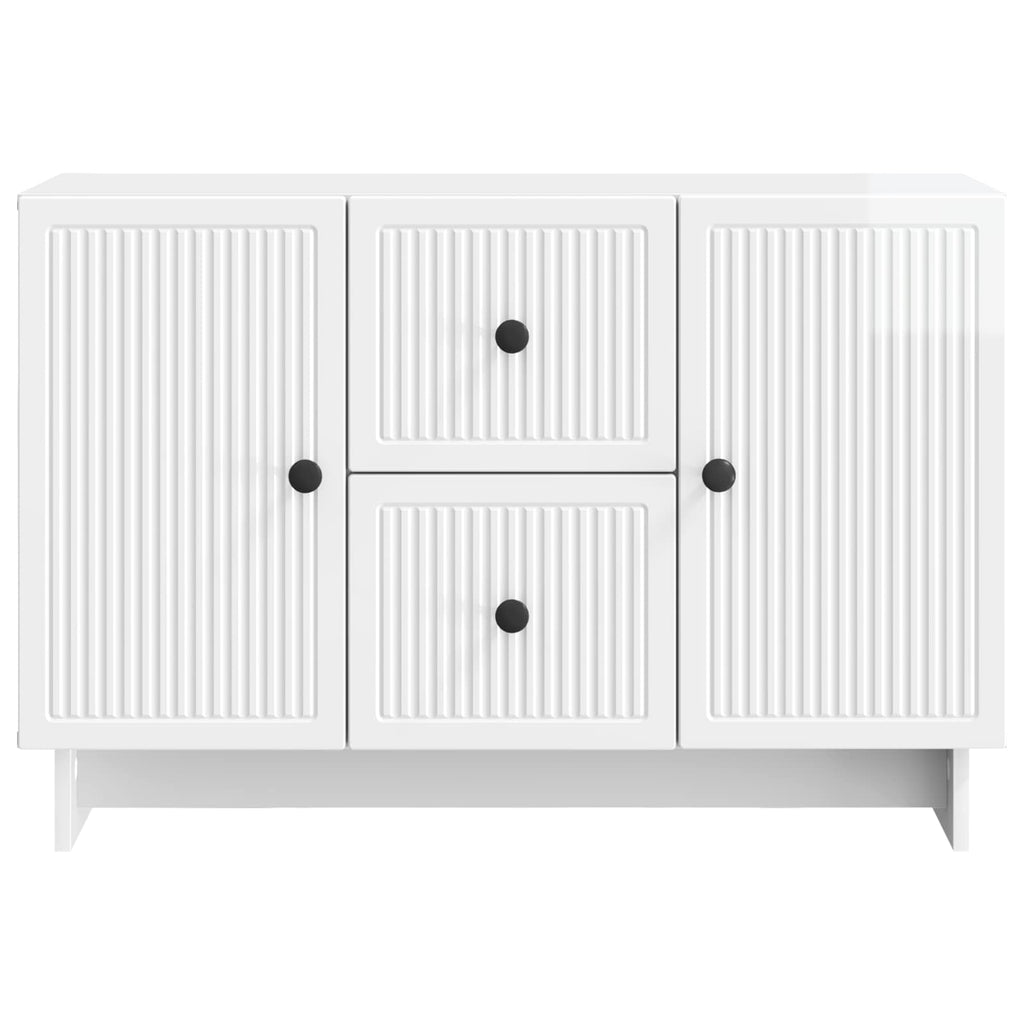 vidaXL Bufet Biały wysoki połysk 89 x 34,5 x 60 cm Drewno inżynieryjne