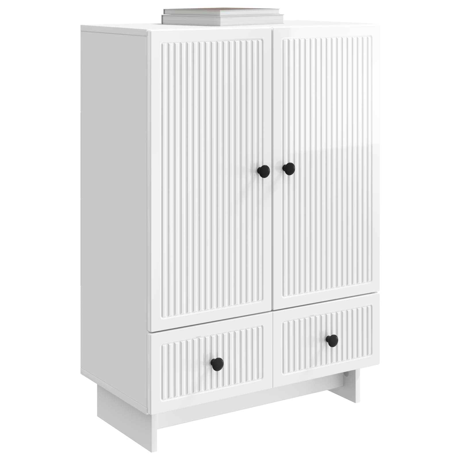 vidaXL Bufet Biały Wysoki Połysk 66 x 34,5 x 95 cm Drewno inżynieryjne