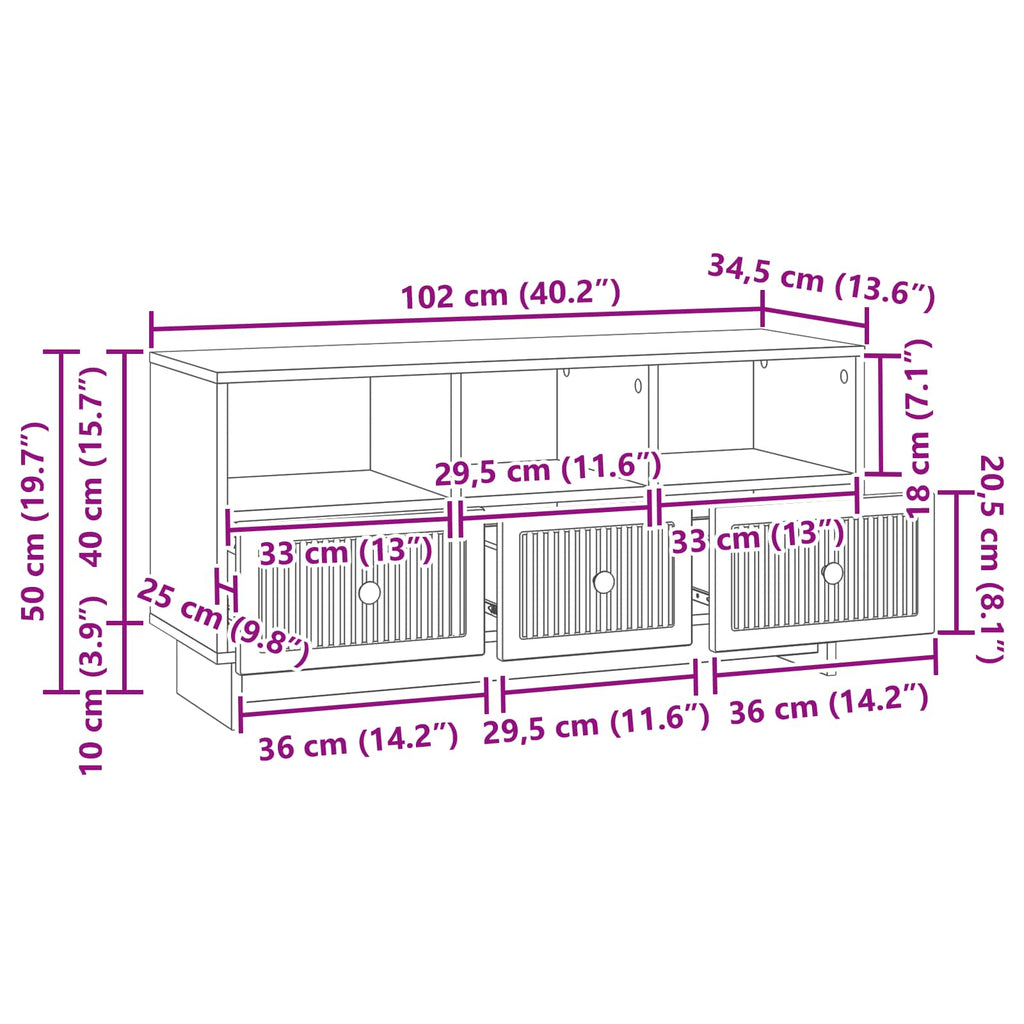 vidaXL Szafka pod telewizor z szufladą dąb Sonoma 102 x 34,5 x 50 cm