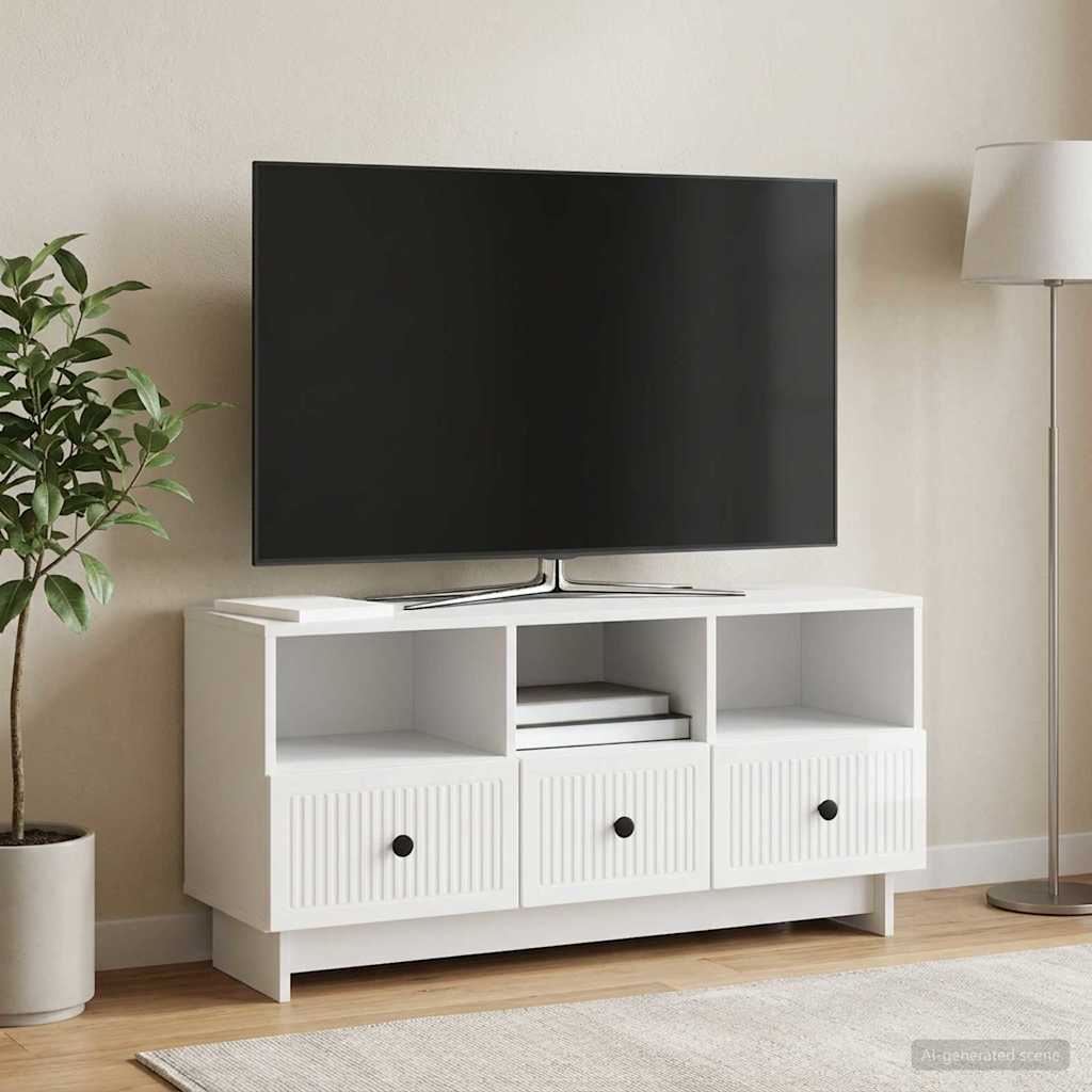 vidaXL Szafka pod telewizor Biały wysoki połysk 102 x 34,5 x 50 cm