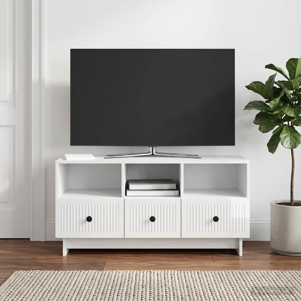 vidaXL Szafka pod telewizor Biały wysoki połysk 102 x 34,5 x 50 cm
