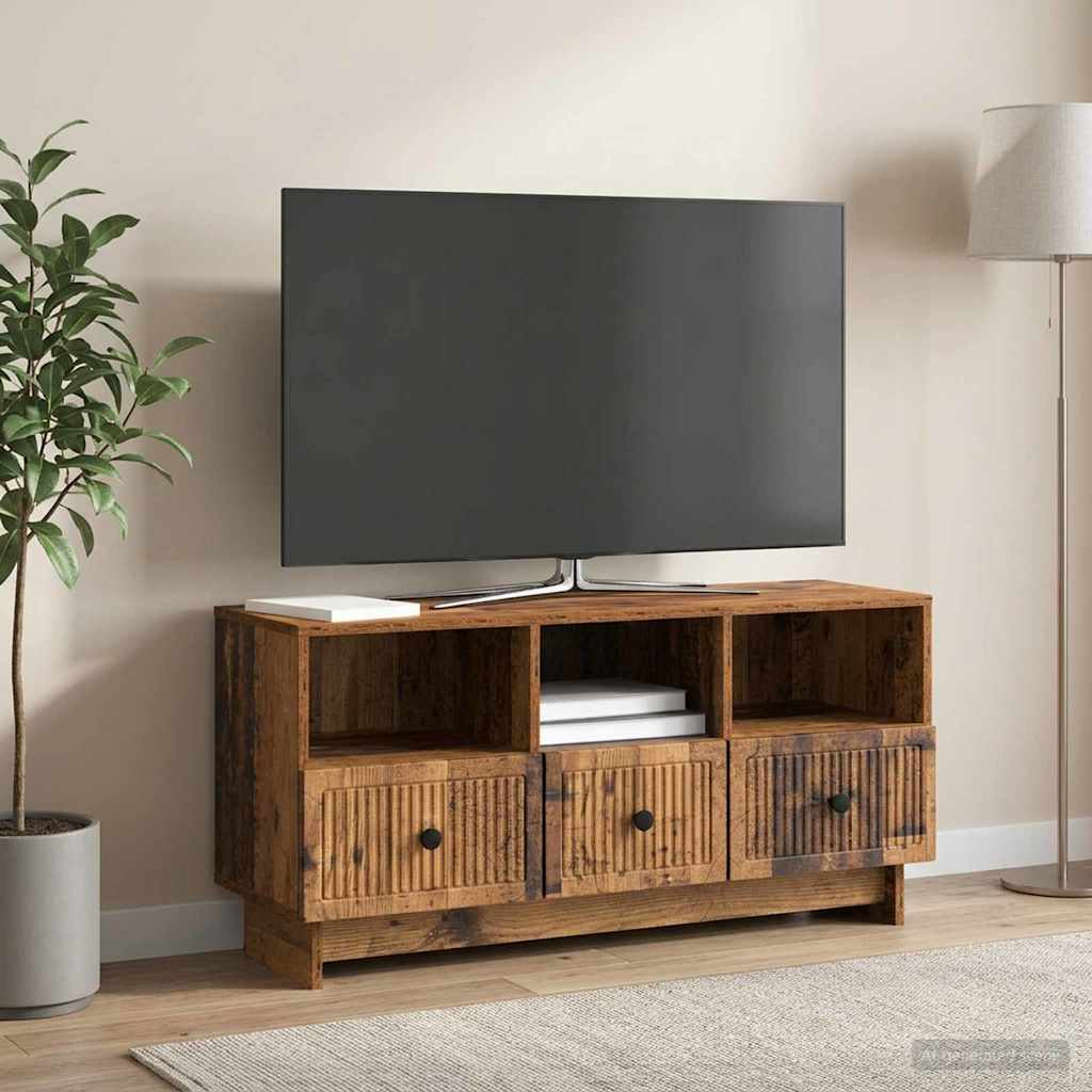 vidaXL Szafka pod telewizor z szufladą Stare drewno 102 x 34,5 x 50 cm