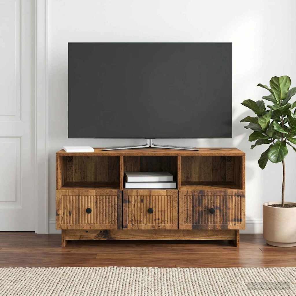 vidaXL Szafka pod telewizor z szufladą Stare drewno 102 x 34,5 x 50 cm