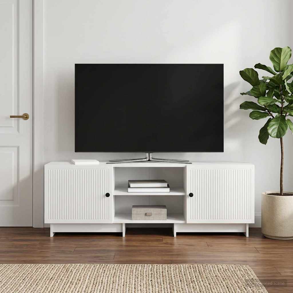 vidaXL Szafka pod telewizor Biały Wysoki Połysk 150 x 31 x 50 cm