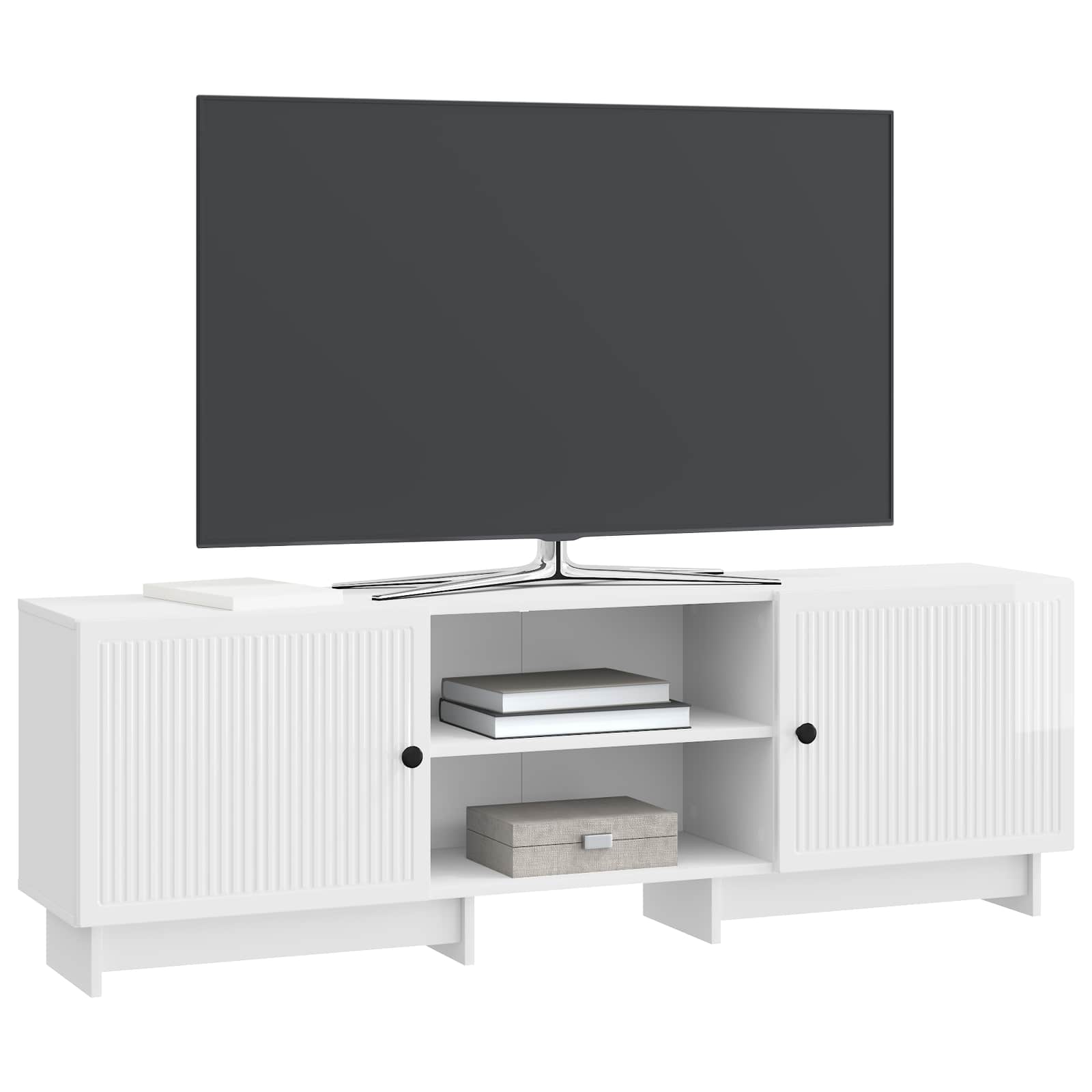 vidaXL Szafka pod telewizor Biały Wysoki Połysk 150 x 31 x 50 cm