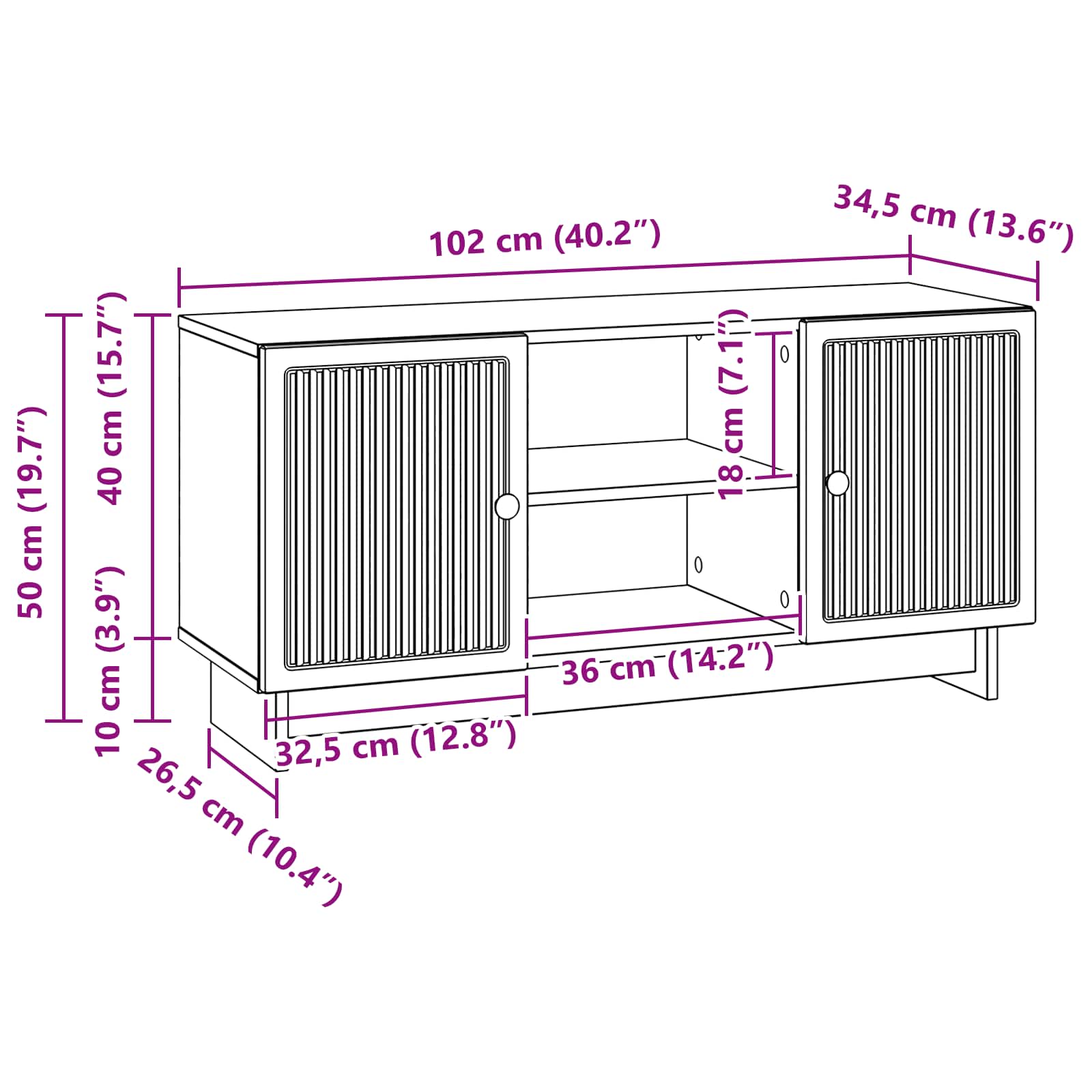 vidaXL Szafka pod telewizor 102 x 34,5 x 50 cm Czarny
