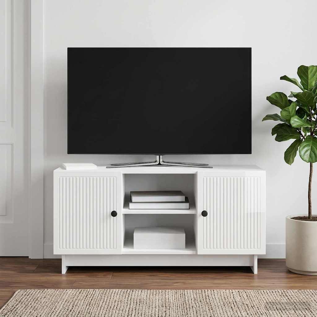 vidaXL Szafka pod telewizor 102 x 34,5 x 50 cm Biały wysoki połysk