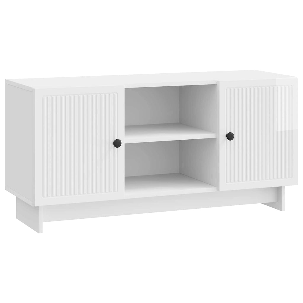 vidaXL Szafka pod telewizor 102 x 34,5 x 50 cm Biały wysoki połysk
