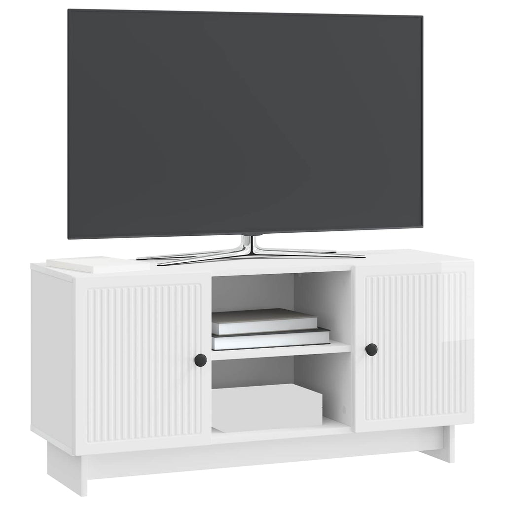 vidaXL Szafka pod telewizor 102 x 34,5 x 50 cm Biały wysoki połysk