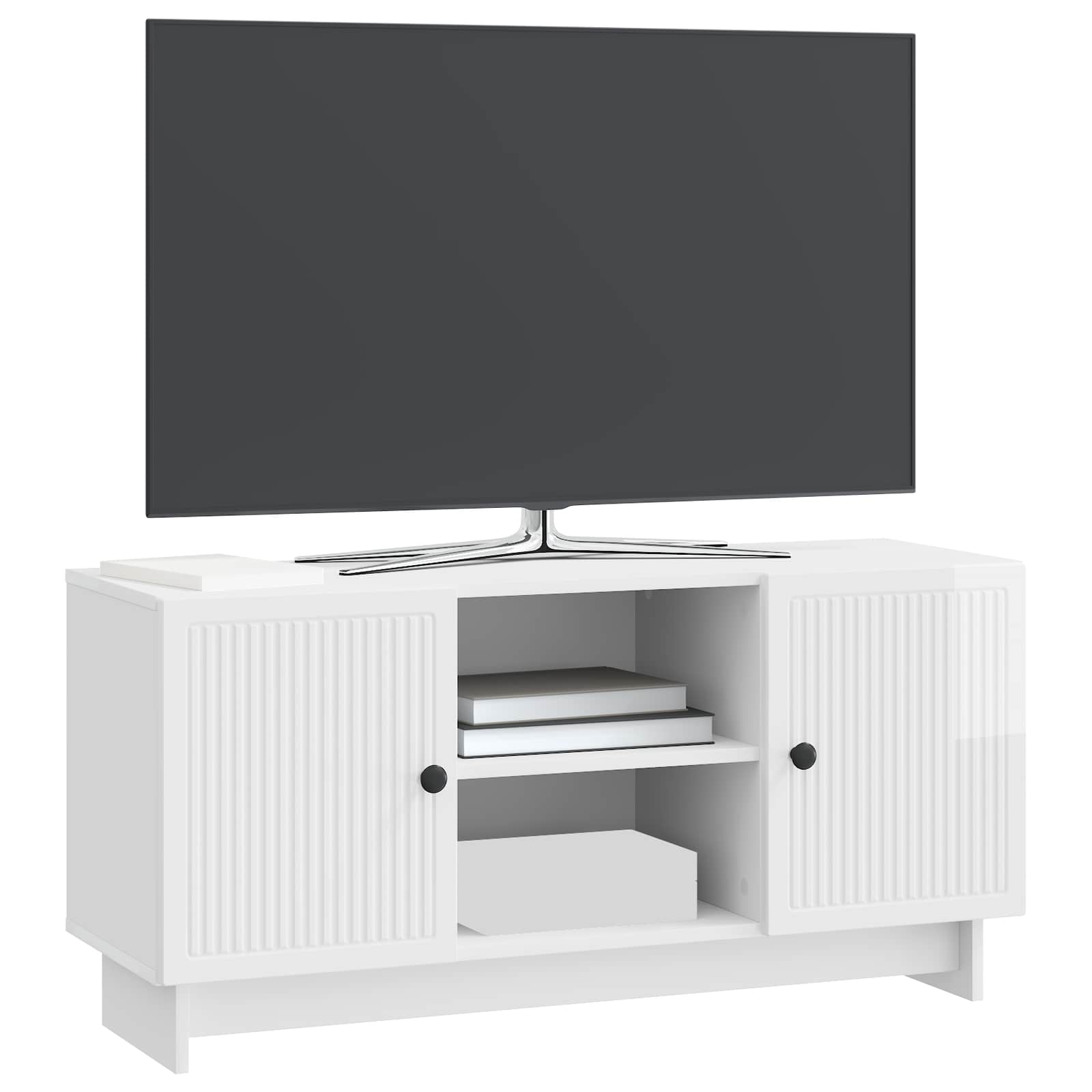 vidaXL Szafka pod telewizor 102 x 34,5 x 50 cm Biały wysoki połysk
