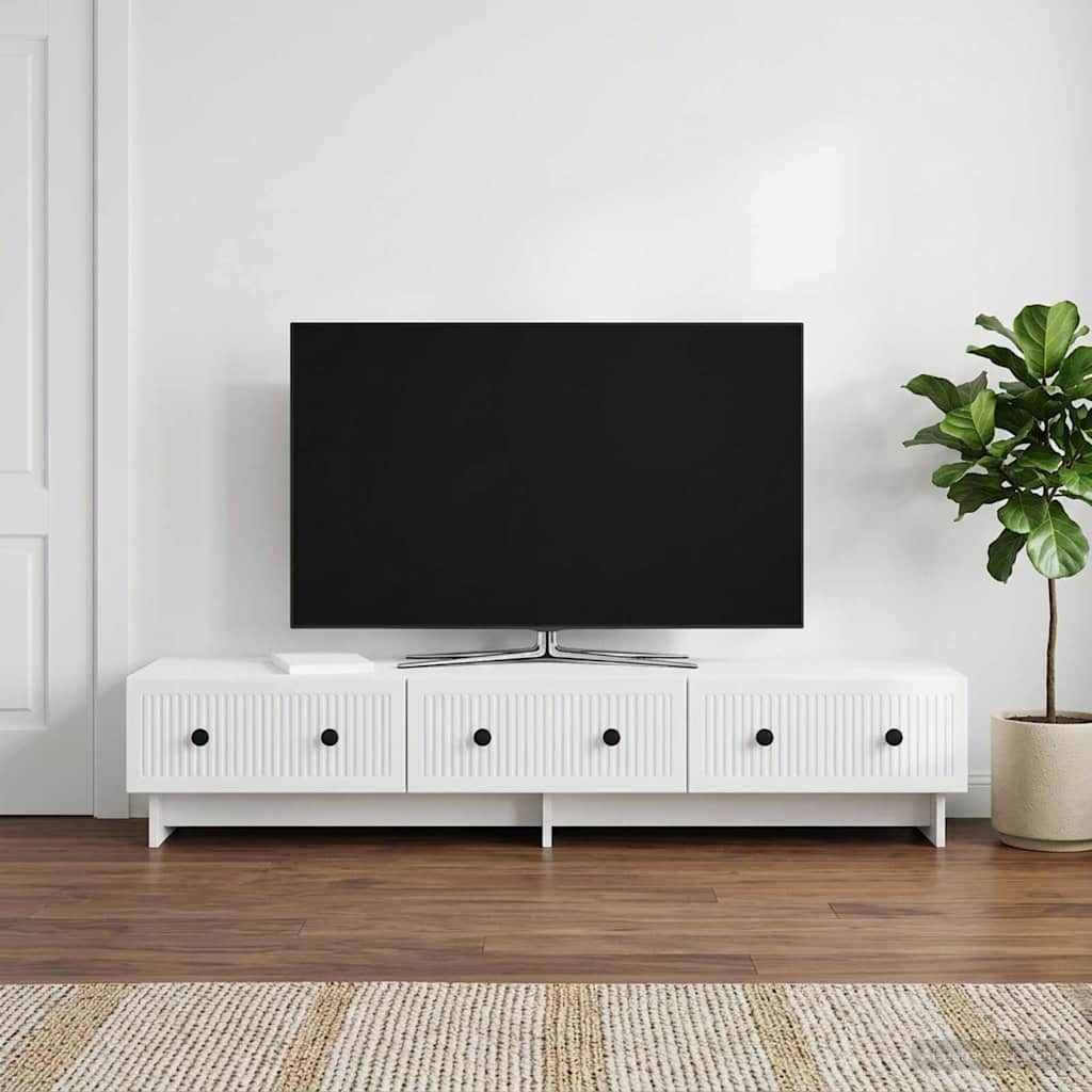 vidaXL Szafka pod telewizor Biały wysoki połysk 147 x 34,5 x 30 cm