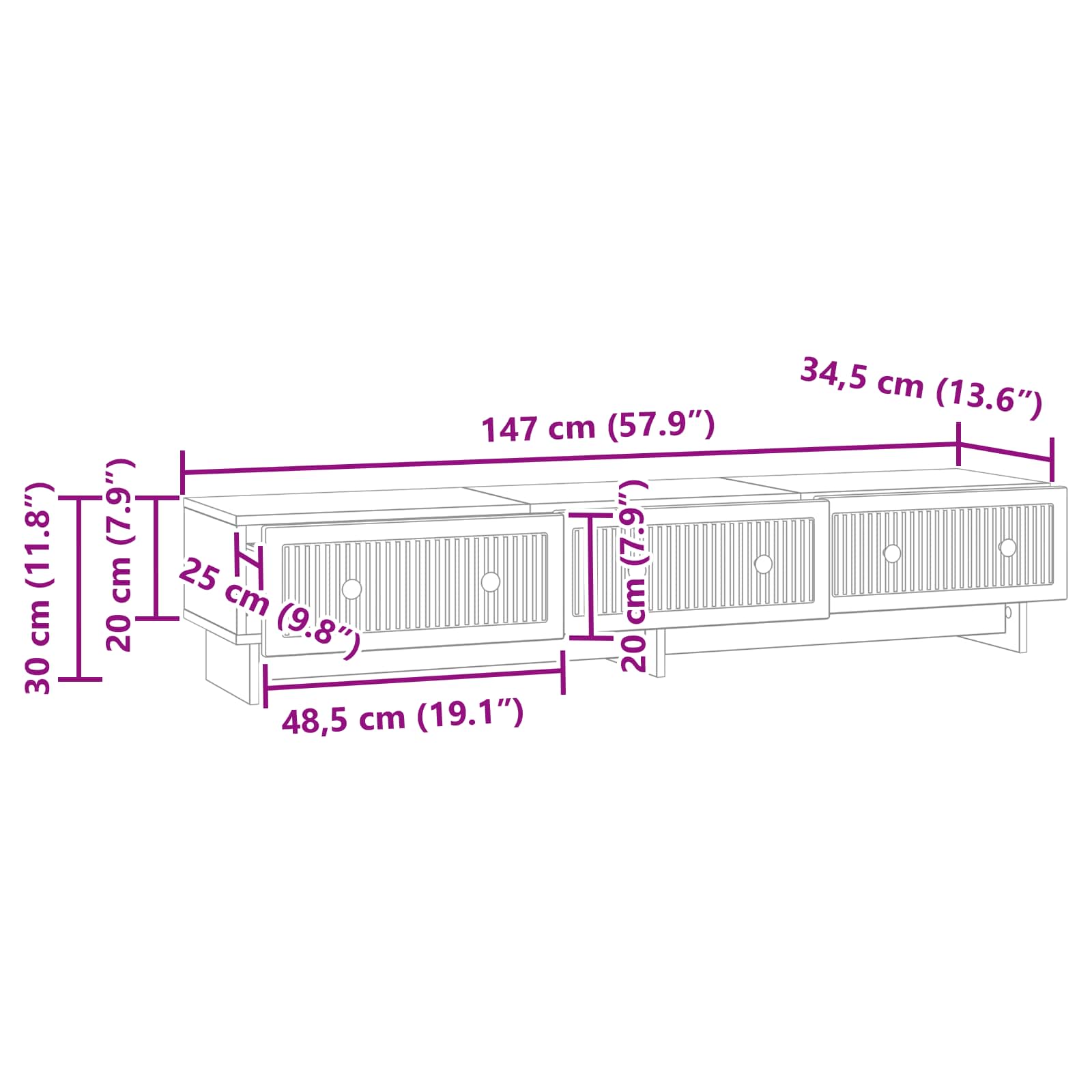 vidaXL Szafka pod telewizor Biały wysoki połysk 147 x 34,5 x 30 cm