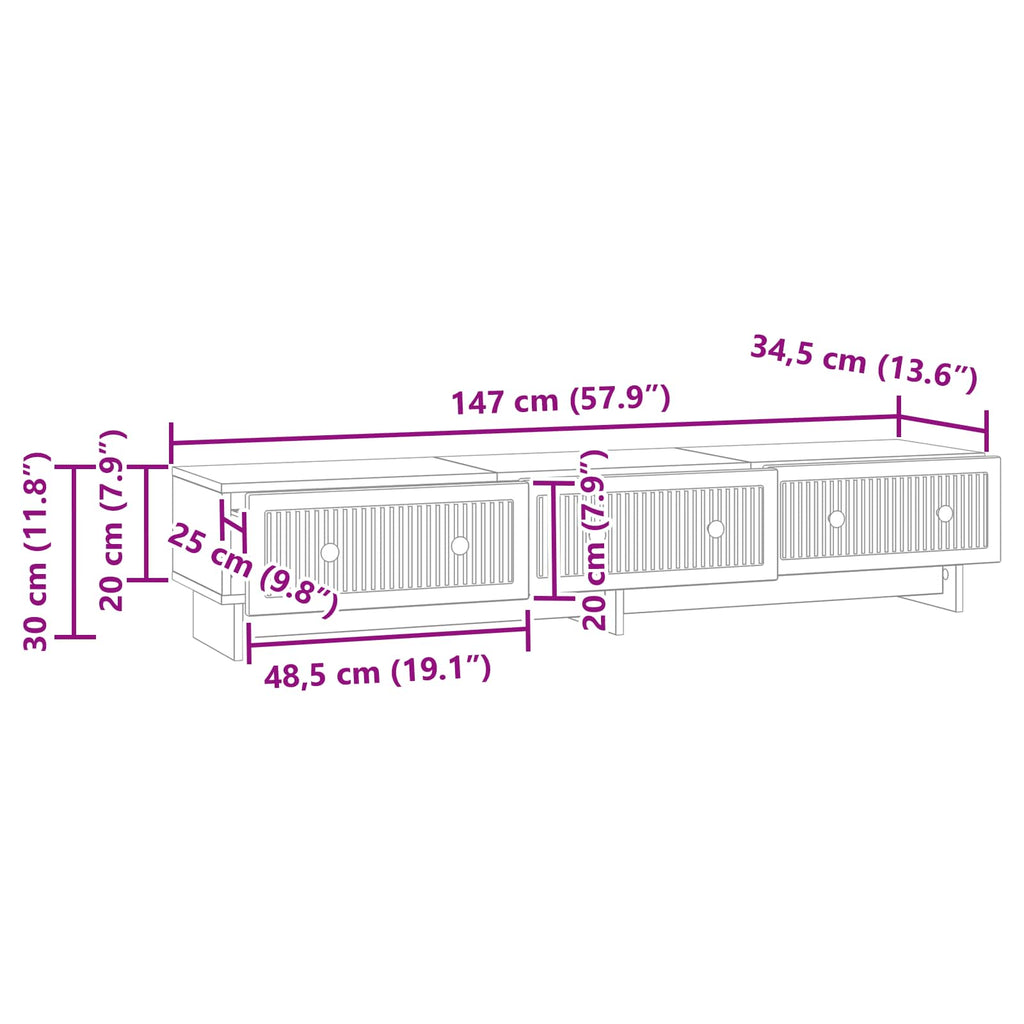 vidaXL Szafka pod telewizor z szufladą Stare drewno 147 x 34,5 x 30 cm