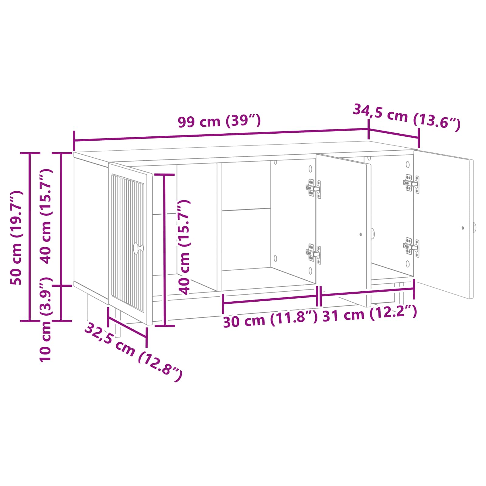 vidaXL Szafka pod telewizor Czarny 99 x 34,5 x 50 cm