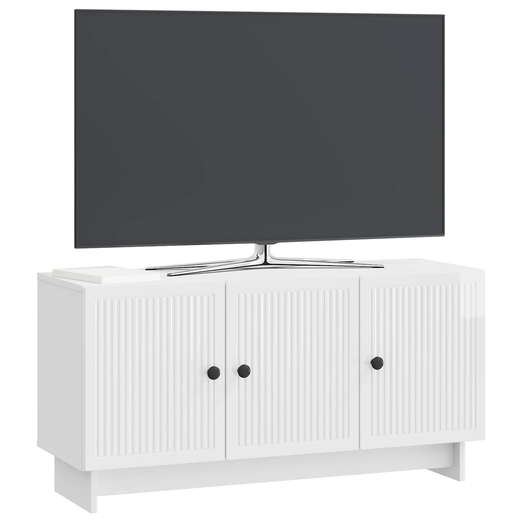 vidaXL Szafka pod telewizor Biały wysoki połysk 99 x 34,5 x 50 cm