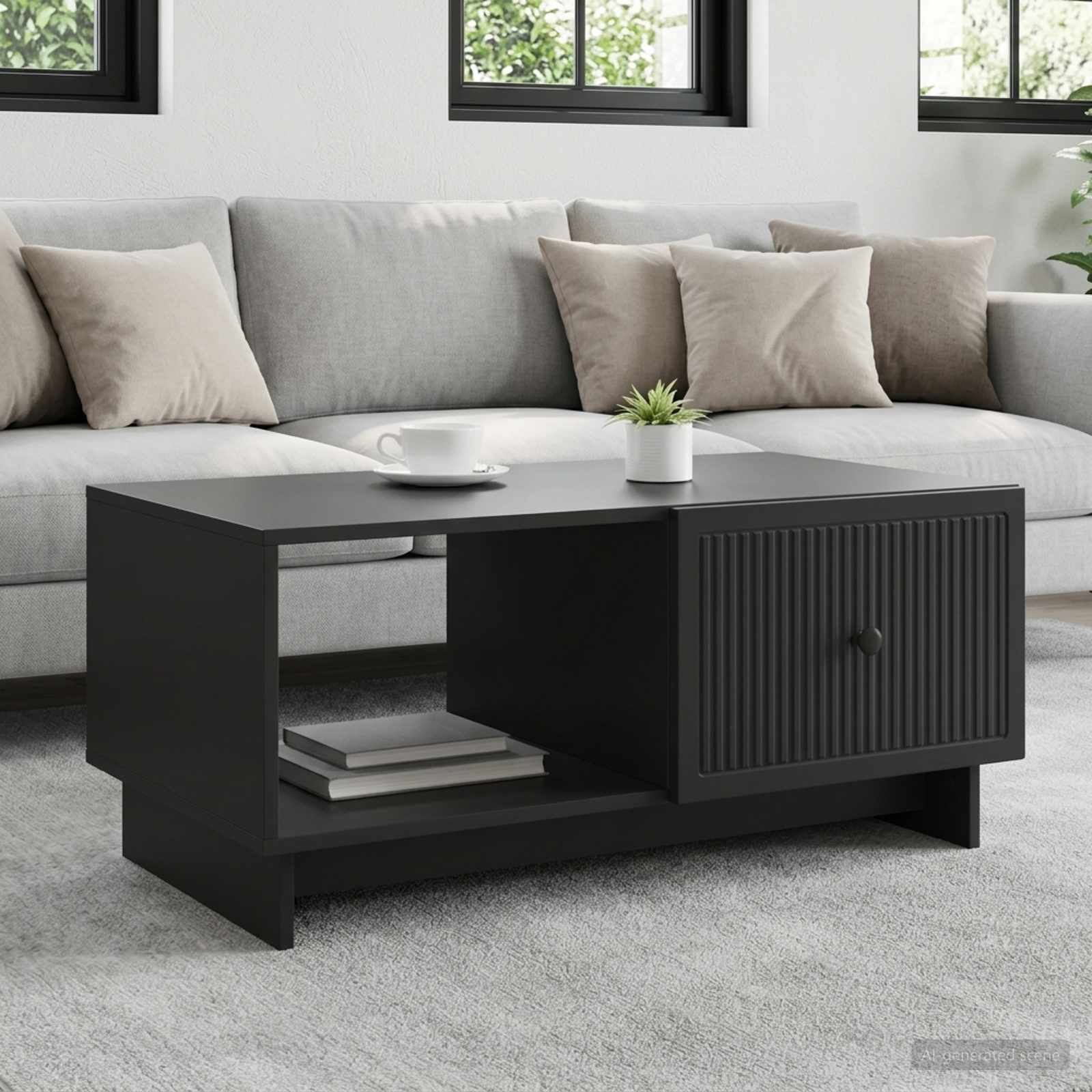 vidaXL Stolik kawowy Czarny 90 x 50 x 40 cm Drewno inżynieryjne