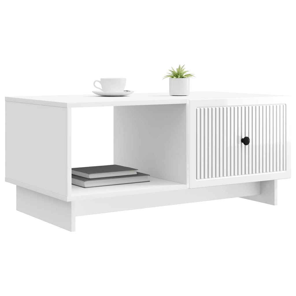 vidaXL Stolik kawowy Biały wysoki połysk 90 x 50 x 40 cm